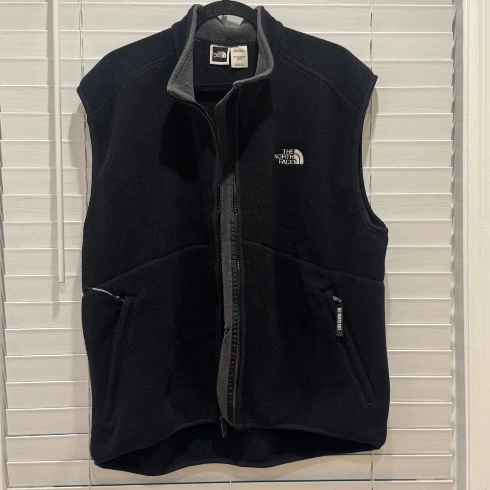 The North Face Fleece Vest Mens XL Black Polartec Full Zip Made in USA Gorpecore